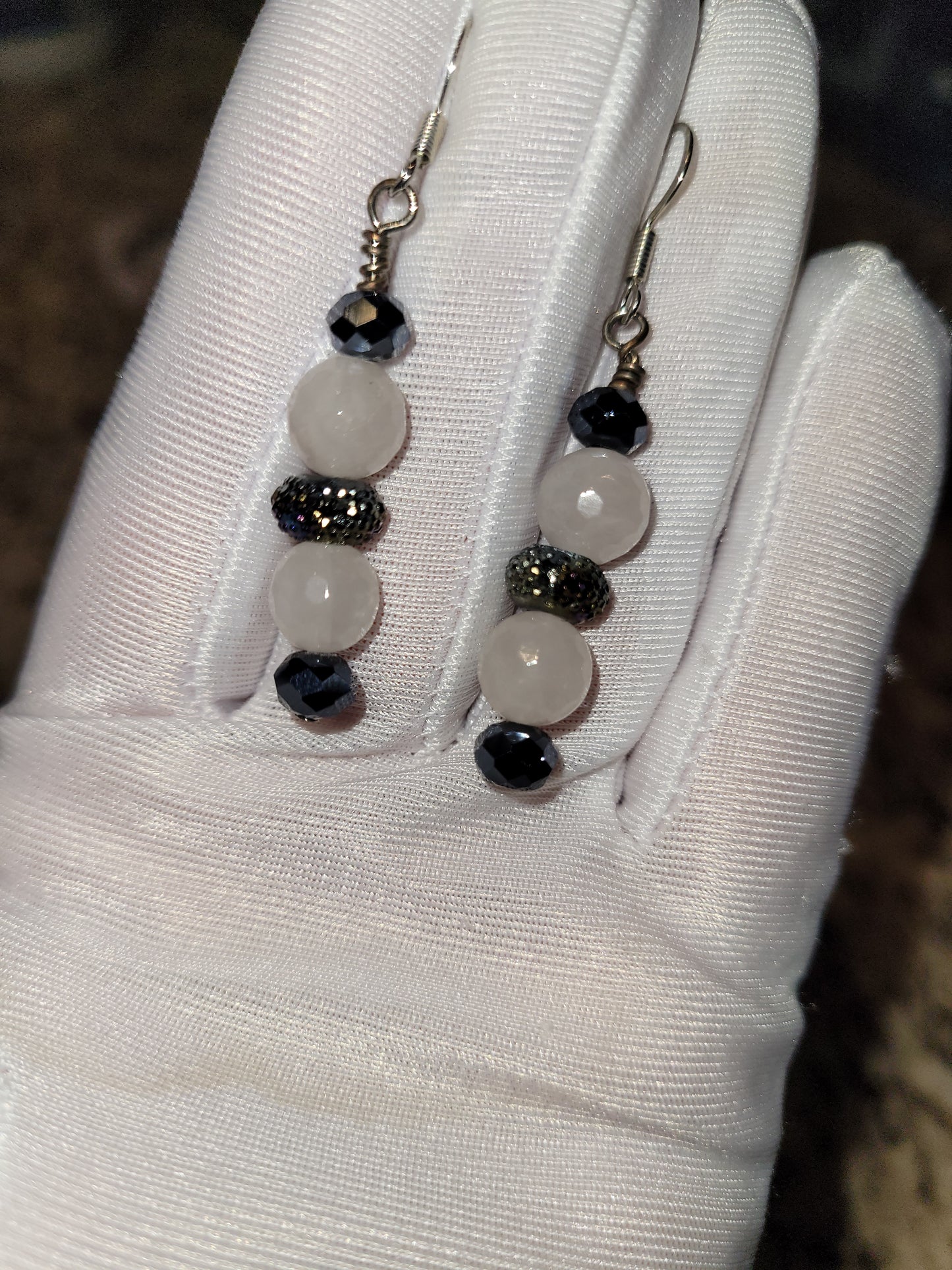 Rose Quartz Stone and Fancy Jasper Beaded Bracelet with Earrings