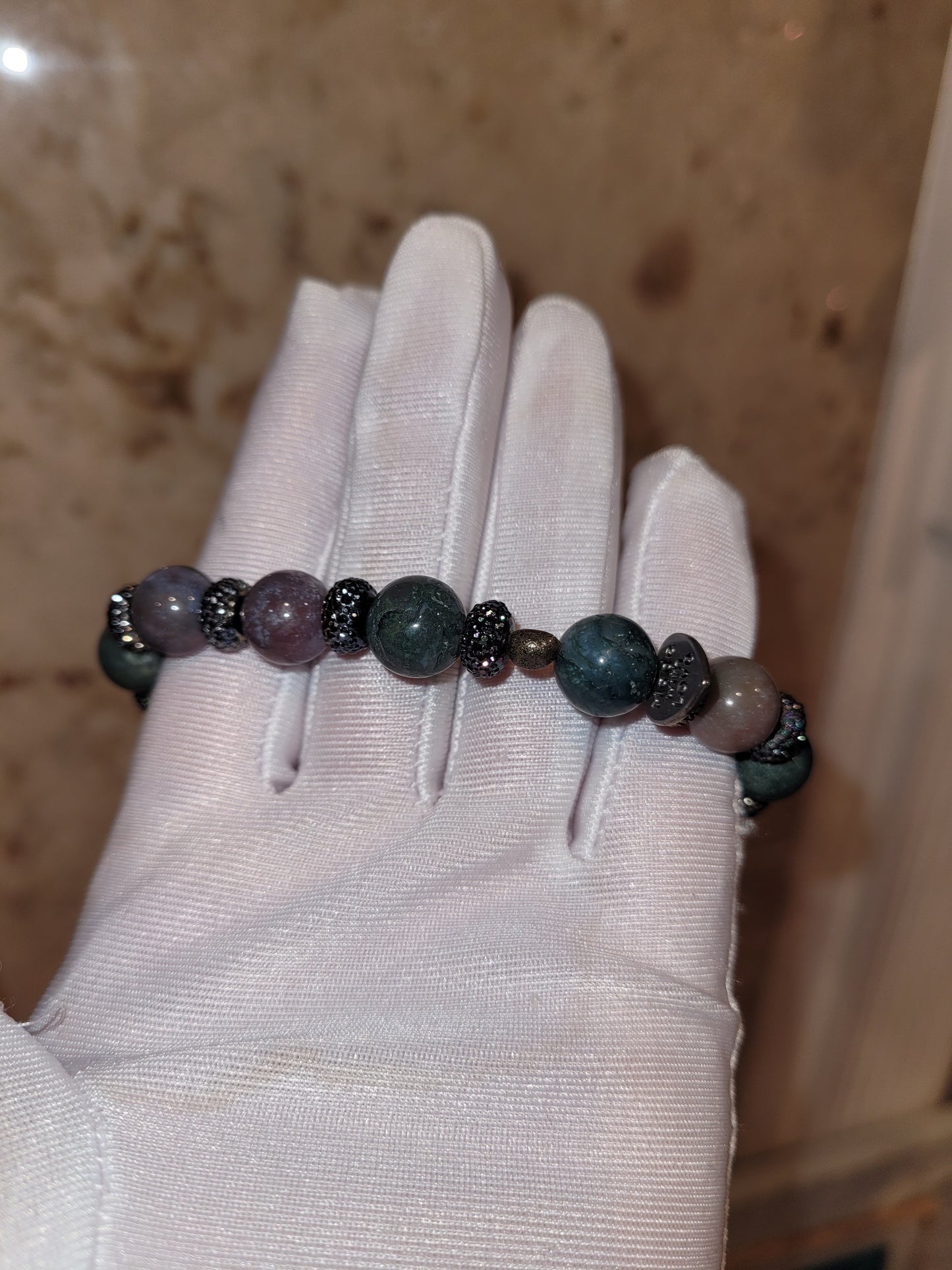 Rose Quartz Stone and Fancy Jasper Beaded Bracelet with Earrings